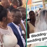 Woman tunrs heads as she wears wedding gown to someone else’s wedding