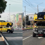 Another Russian Jumped On The Bandwagon, Ferries A Rolls-Royce On The Roof Of A Hummer