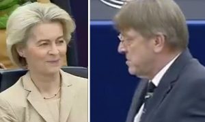 Ursula von der Leyen’s look of dismay as Guy Verhofstadt rages at EU caving to ‘blackmail’