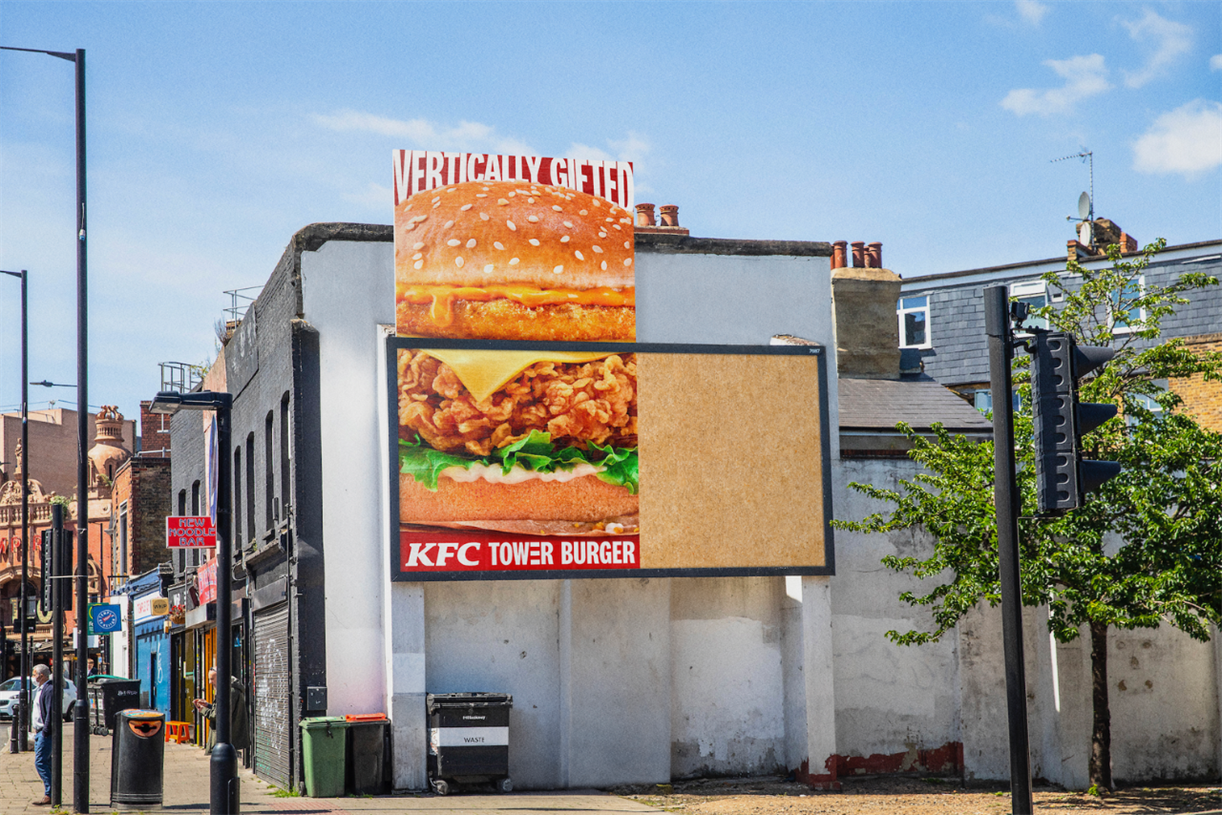 KFC emphasises height of Tower Burger with playful media placements