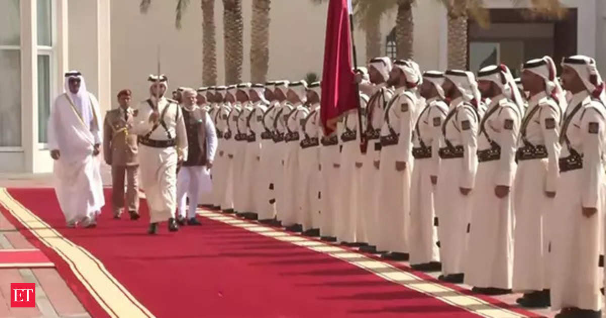 PM Modi receives ceremonial welcome in Doha, holds bilateral with Amir of Qatar