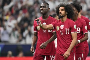 Qatar’s Akram Afif celebrates goal in Asian Cup final with magic trick