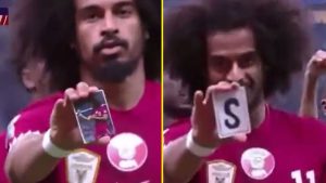 Qatar player stuns fans with card trick celebration as he bags hat-trick of penalties in Asian Cup final