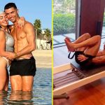 Cristiano Ronaldo posts loved up snap with Georgina Rodriguez in the sea before getting back to work on his abs in the gym