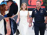 Geri Halliwell was red-eyed and wore a string bracelet ‘to ward off evil and misfortune’ in her defiant display of unity with husband Christian Horner…so was her kiss in full view of the cameras at the F1 ‘just for show’? writes KATIE HIND