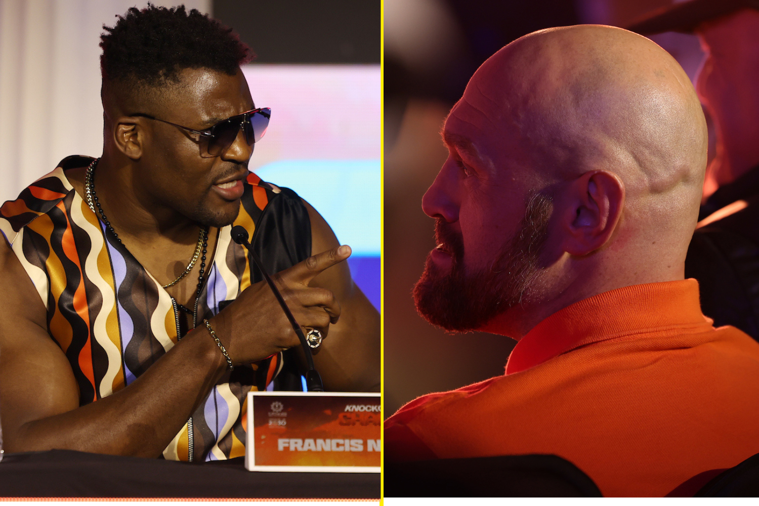 Francis Ngannou clicks fingers at Tyson Fury and tells him he’s ‘nothing’ out of a boxing ring in heated exhange