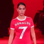 Georgina Rodriguez walks for Vetements during Paris Fashion Week