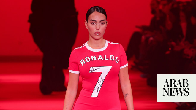 Georgina Rodriguez walks for Vetements during Paris Fashion Week