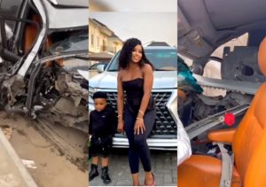 Adegoke Ifeoluwa Cries Out At State Of Her Car After Taking It To A Mechanic For Repairs