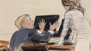 Donald Trump briefly testifies in defamation trial in New York