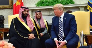 Trump meets with Saudi leader bin Salman after Biden aide injury forced him to cancel