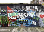 Controversial murals painted across walls and buildings across London’s ‘Little Palestine’ celebrating figures in Gaza conflict are covered in pro-Israel graffiti including the Star of David and the words ‘F*** Hamas’