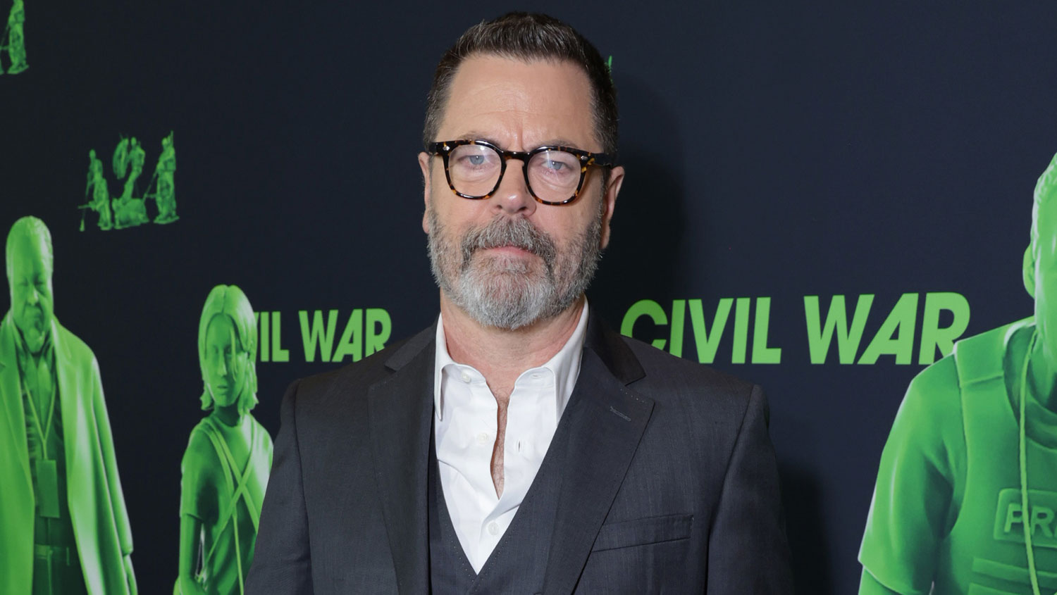 ‘Civil War’ Premiere: Nick Offerman On If Donald Trump Inspired His POTUS Take & If He Would Run For Office With Megan Mullally