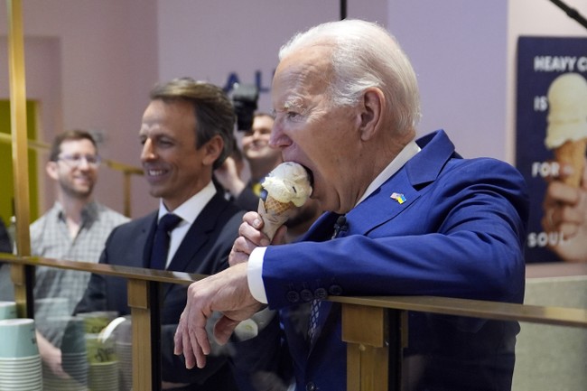 He’s Fine: Biden Flubs Softball Interview, Eats Ice Cream With Late Night’s Seth Meyers