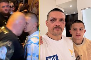 ‘He got the last laugh’ – Oleksandr Usyk team-member headbutted by John Fury holds WBC belt taken from Tyson Fury