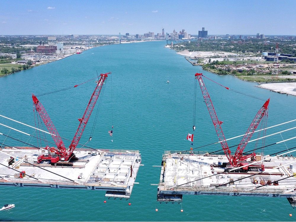 PHOTOS: Canada, U.S. mere metres apart as Gordie Howe bridge deck gap narrows