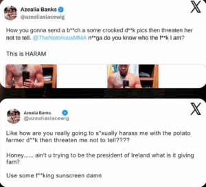 Rapper Azealia Banks posts n@k3d photos of Conor McGregor as she accuses the UFC legend of sÂ£xual harassment
