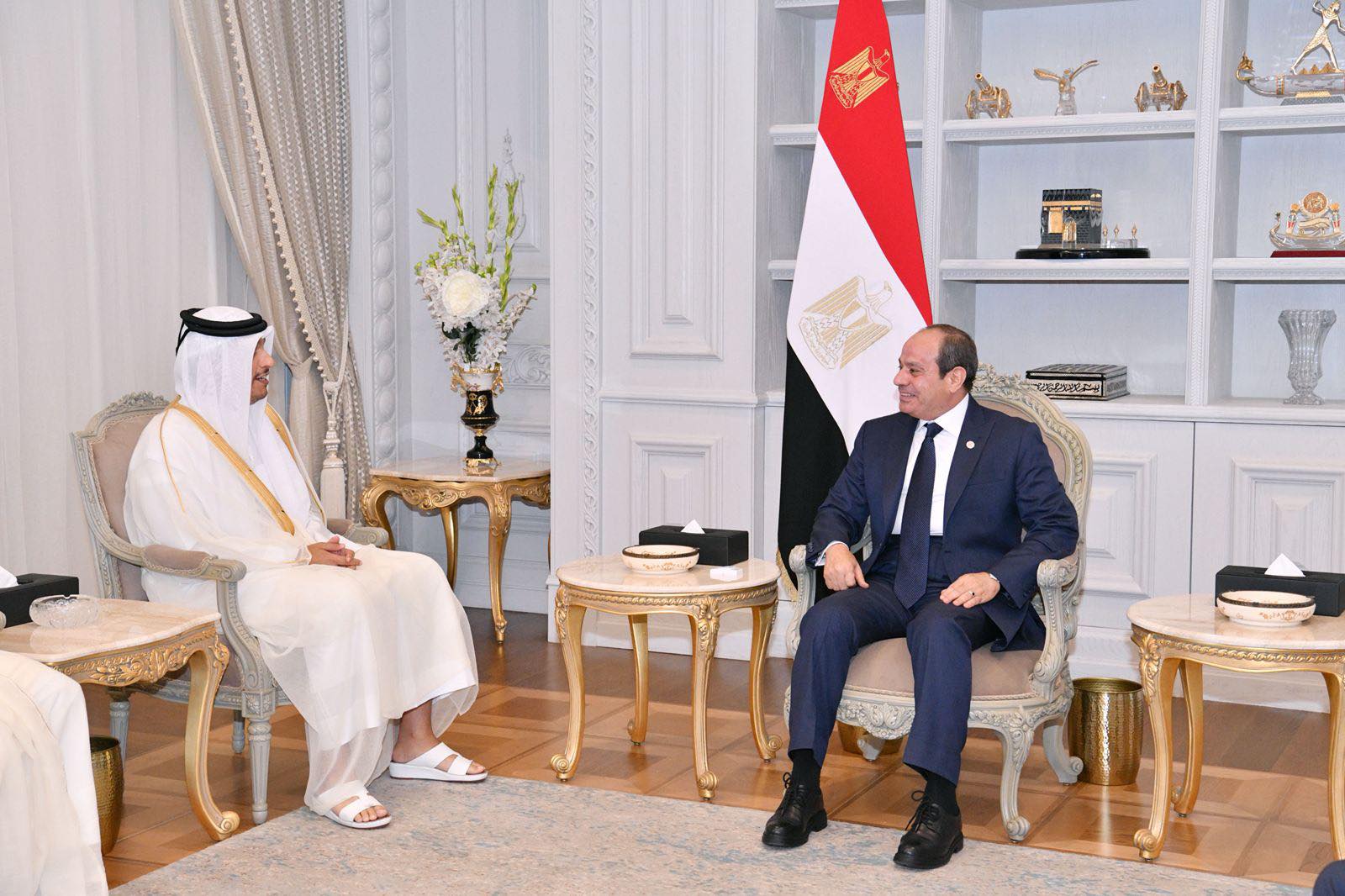 Al-Sisi meets Qatar PM, Bahrain security adviser to discuss Gaza crisis, regional stability
