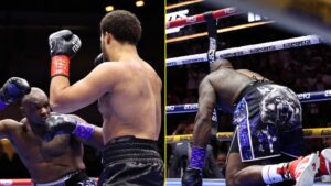 Moses Itauma leaves Dillian Whyte splattered on ropes in 119-second KO to cement status as boxing’s next big superstar