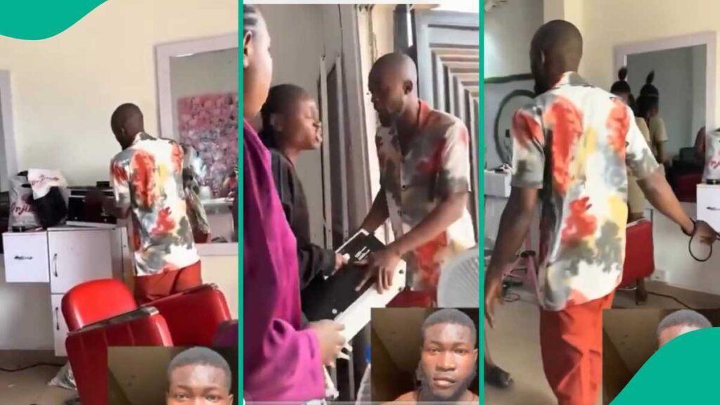 Video: See what happened when this man entered his ex’s salon, you will be surprised