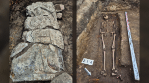 Medieval knight ‘Lancelot’ and his stunning stone tomb found under ice cream shop in Poland