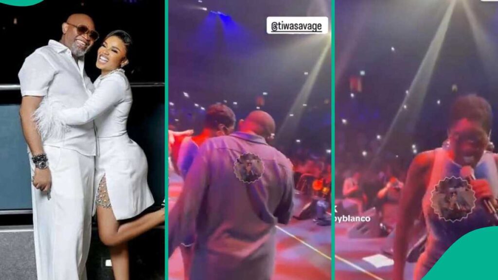 Iyabo Ojo’s Boo Pauloo Blushes as Tiwa Savage Twerks on Him at Show, Clip Trends: “Trouble Looms”