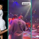 Iyabo Ojo’s Boo Pauloo Blushes as Tiwa Savage Twerks on Him at Show, Clip Trends: “Trouble Looms”