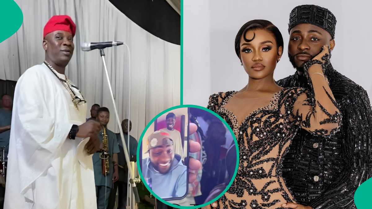 KWAM 1 Sings for Davido and Chioma at Event, OBO Watches via Phone, Video Draws Reactions