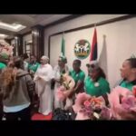 Super Falcons squad received by the First Lady, Senator Remi Tinubu at the State House