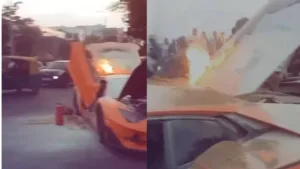 Watch: ₹9 Crore Lamborghini Aventador Engulfed in Fire in Bengaluru