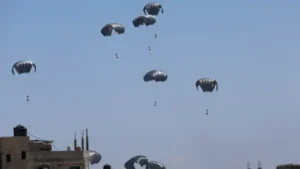 Belgium Air Force Airdrops Humanitarian Aid over Gaza