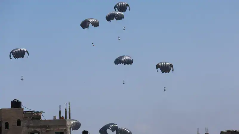 Belgium Air Force Airdrops Humanitarian Aid over Gaza