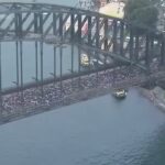 Demonstrators march towards Sydney Harbour Bridge to show support for Palestinians in Gaza