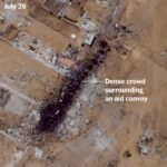 Satellite Image Shows Gazans Mobbing Aid Trucks