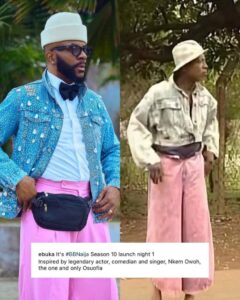 Ebuka Reimagines Osuofia Old School Clothes For BBNaija Season 10 Launch