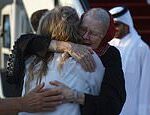 Elderly British couple’s emotional reunion with their daughter after landing in Qatar following seven months locked up by the Taliban in Afghanistan