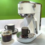 Brewing hot and cold espresso is a piece of cake with the cute little De’Longhi Dedica Duo – and it costs less than you might expect