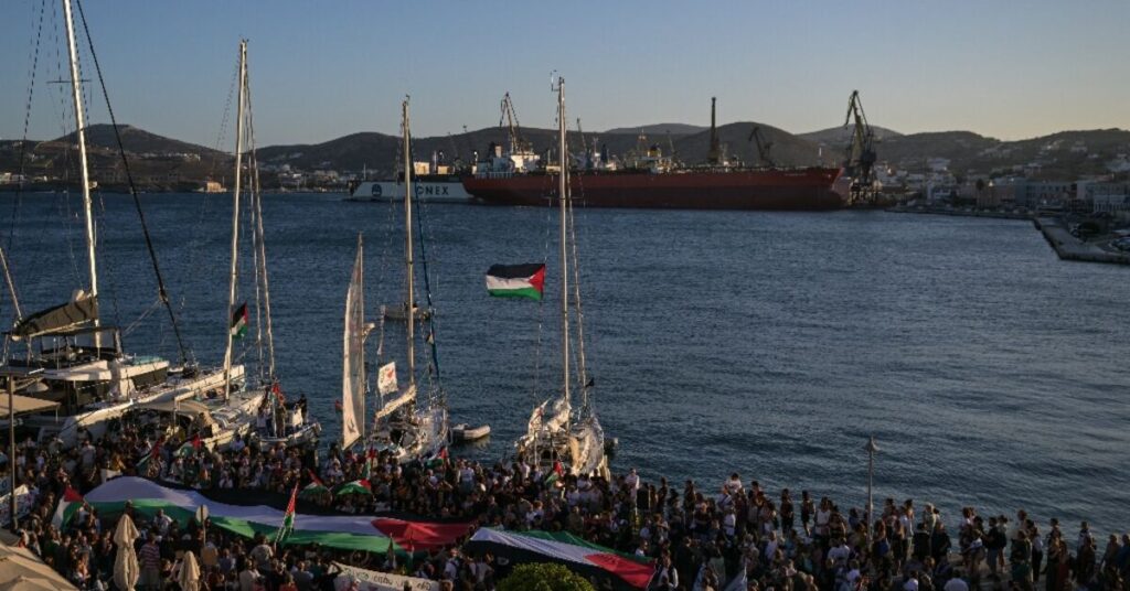 Two ships set sail from Greece to join Gaza aid flotilla