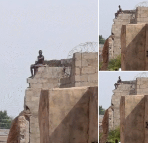 Young Man Climbs Building In Katsina To Protest After In-Laws Took His Wife Away [Video]