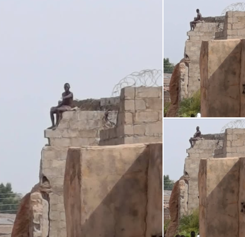 Young Man Climbs Building In Katsina To Protest After In-Laws Took His Wife Away [Video]