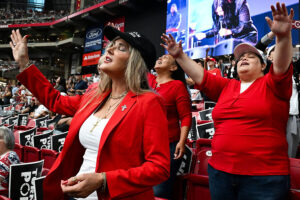 Kirk memorial blends religious revival with partisan politics