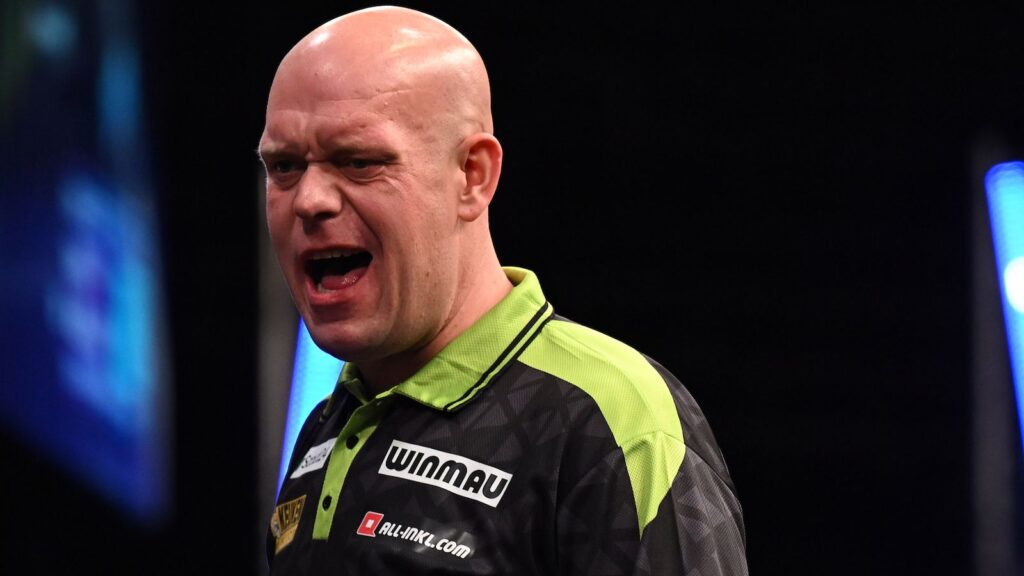 European Championship Darts: Michael van Gerwen scrapes through shaky last-leg decider against Wessel Nijman in Dortmund
