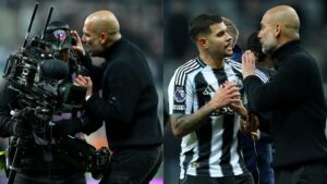 What was Pep doing?! Guardiola appears to confront a camera operator after Man City’s defeat to Newcastle as he also clashes with Bruno Guimaraes