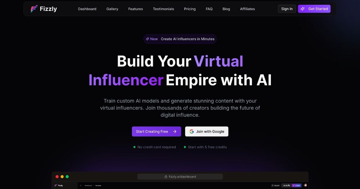 Fizzly AI: Virtual Influencer Creation Platform