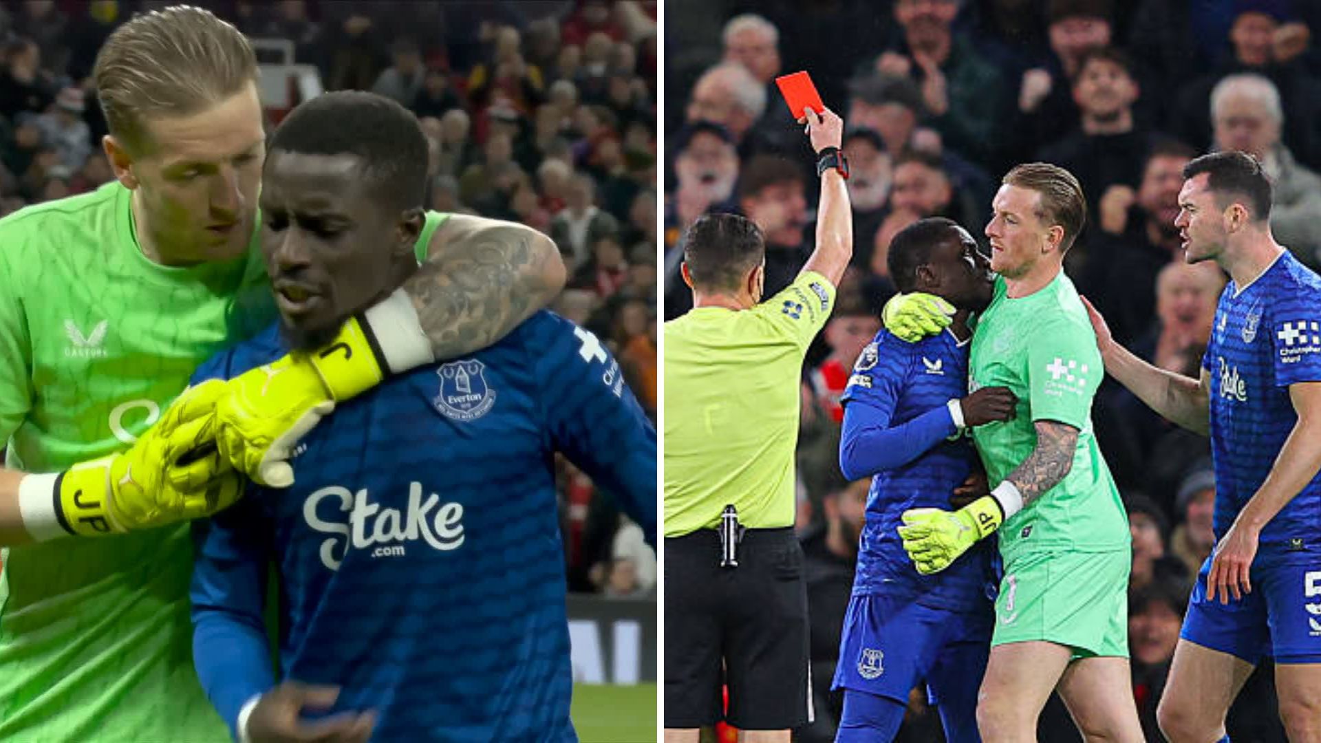 Watch: Extraordinary scenes as Everton’s Idrissa Gueye gets sent off after attacking teammate Michael Keane during heated fight