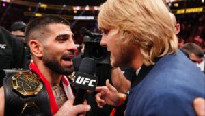 ‘Settle down!’…Paddy Pimblett and Ilia Topuria have tense exchange at UFC Qatar weigh-ins