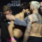 Watch: Arman Tsarukyan head butts Dan Hooker at UFC Qatar ceremonial weigh-in