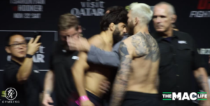 Watch: Arman Tsarukyan head butts Dan Hooker at UFC Qatar ceremonial weigh-in