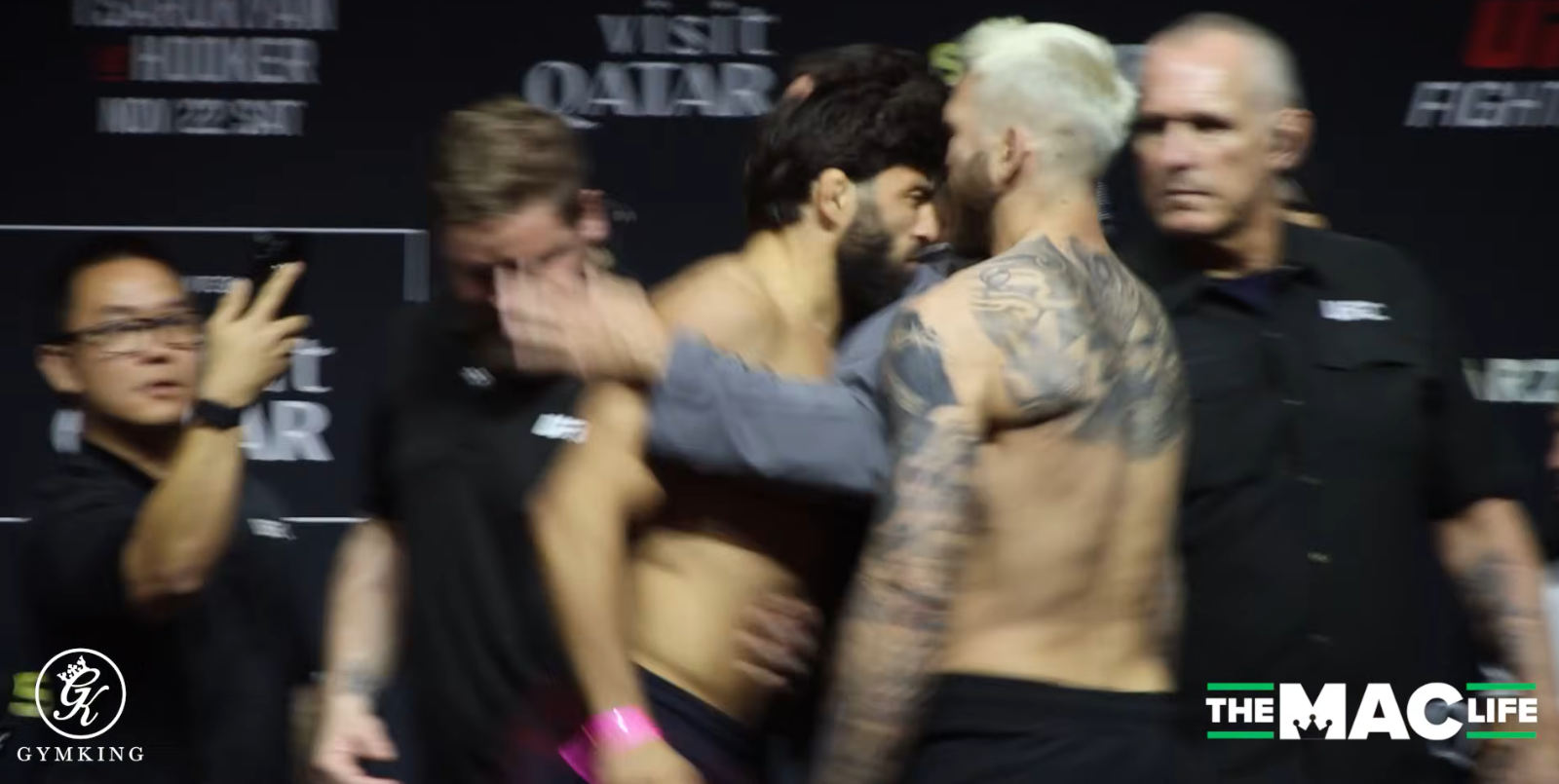 Watch: Arman Tsarukyan head butts Dan Hooker at UFC Qatar ceremonial weigh-in