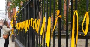 Woman hands herself into police after ribbons for Hamas hostages cut down